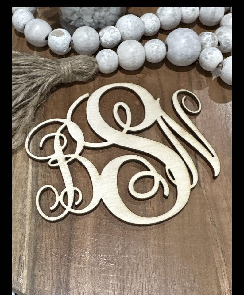 Unfinished Monogram /3 Letter Monograms / Wooden Monograms / DIY / Blank Charm / custom design / Letter Monograms/ Bar Charms / Bag Charms