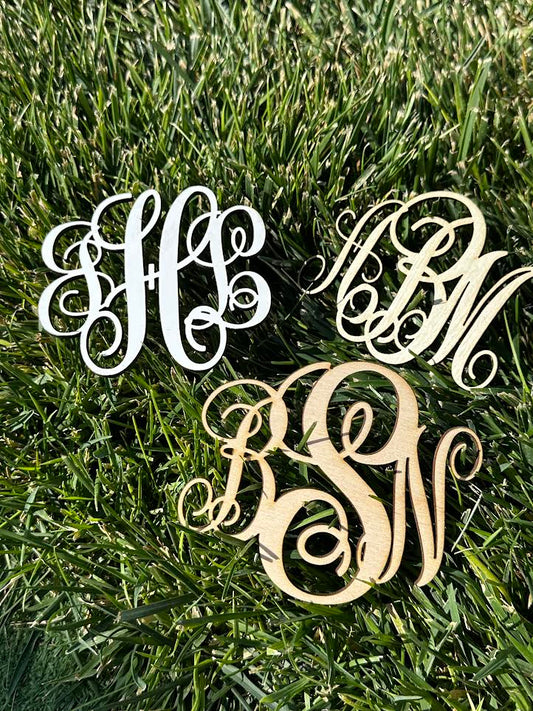 Unfinished Monogram /3 Letter Monograms / Wooden Monograms / DIY / Blank Charm / custom design / Letter Monograms/ Bar Charms / Bag Charms