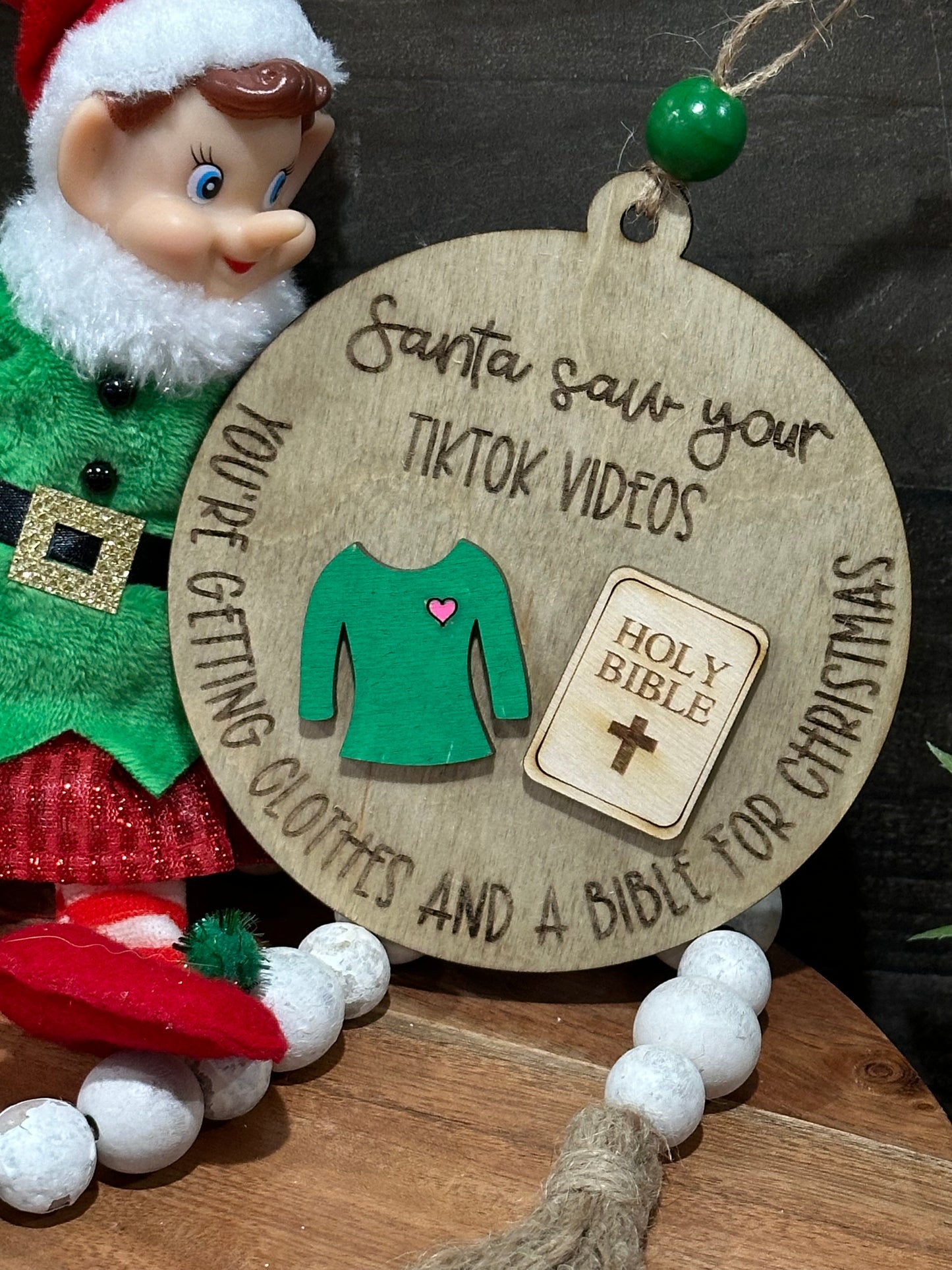 Santa saw your snap chat / Santa Saw your TikTok / Funny Ornament / Gift Exchange Ornament / Christmas Ornament