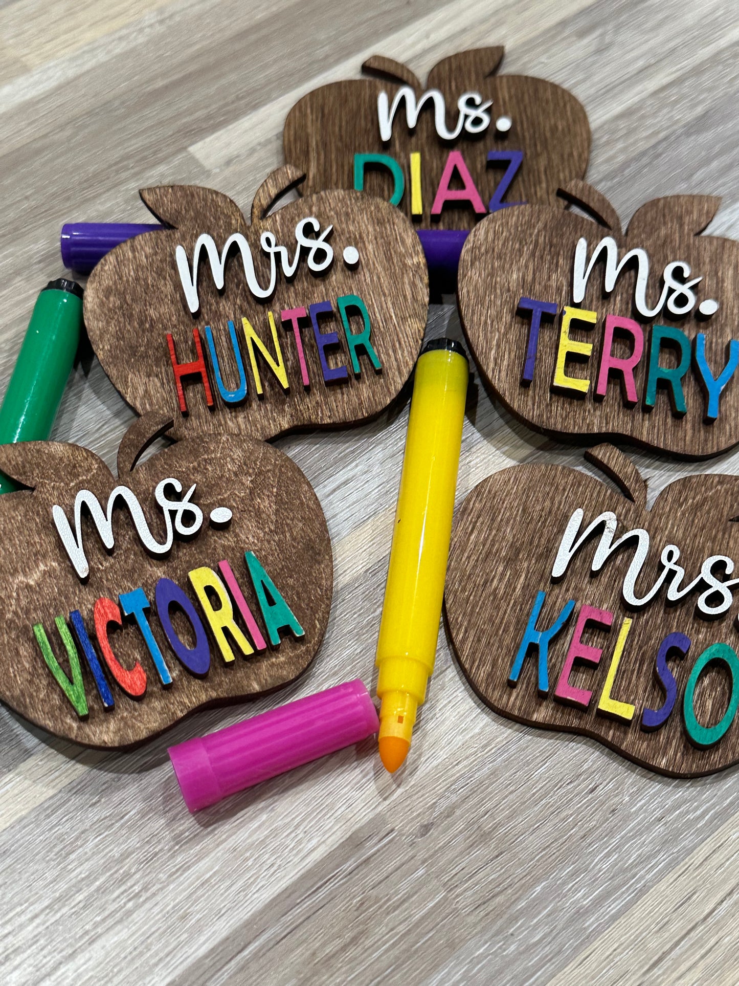 Teacher Apple Magnets, Personalized Teacher Name Magnets, Teacher Gifts, Classroom Decor, Rainbow Classroom Gift, Teacher Appreciation Gifts