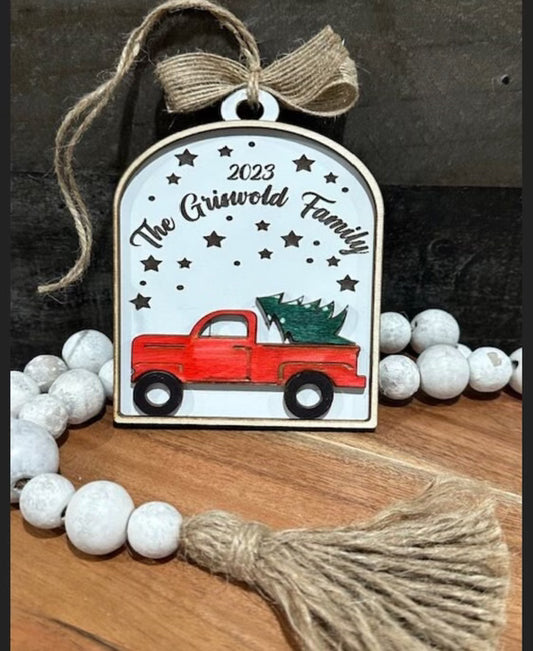 Truck Personalized Ornament/ Personalized Wooden Ornaments / Red Truck / Christmas Personalized