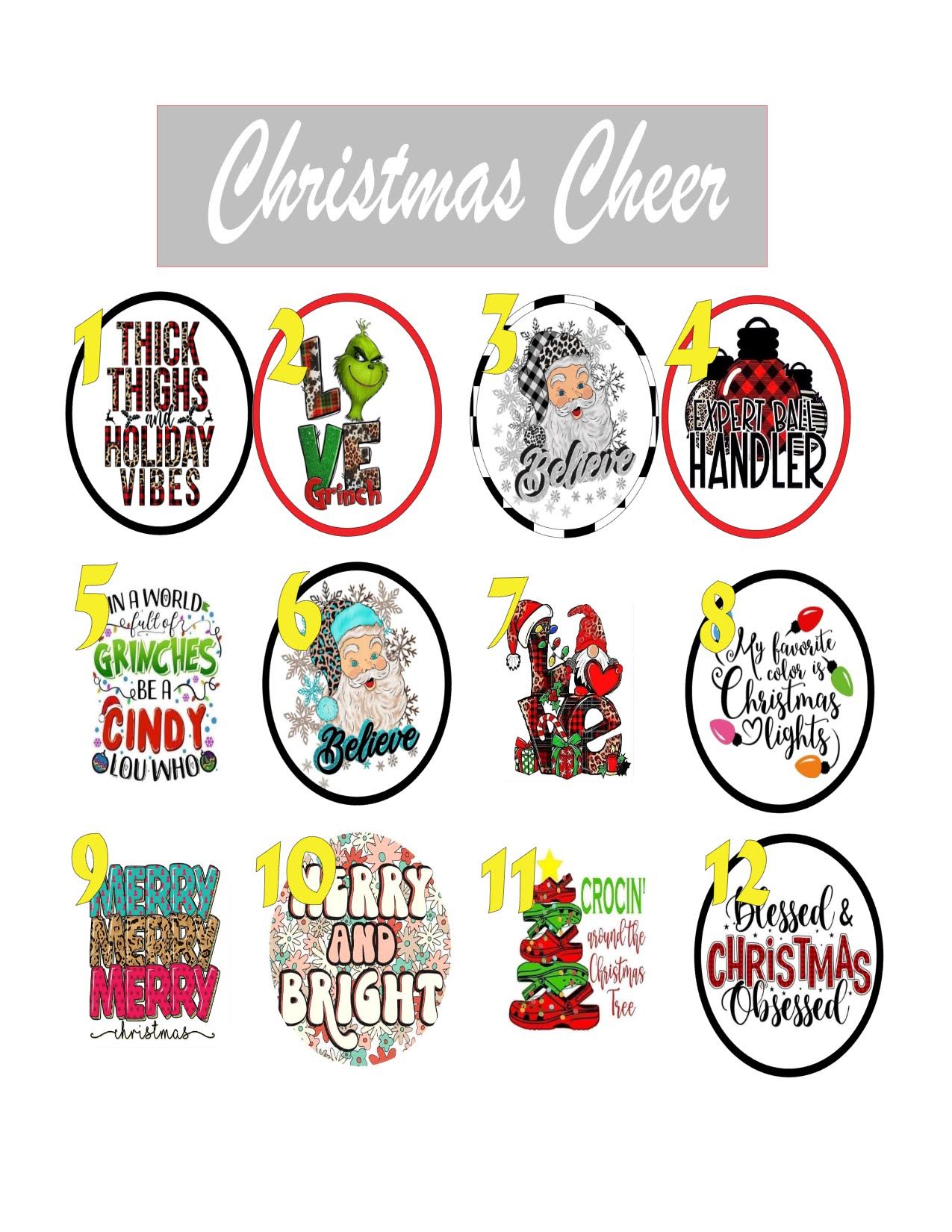 Christmas Cheer/ Christmas Fun/ Christmas  Cardstock Rounds /Fresheners cardstock/ Cardstock / Embellishments