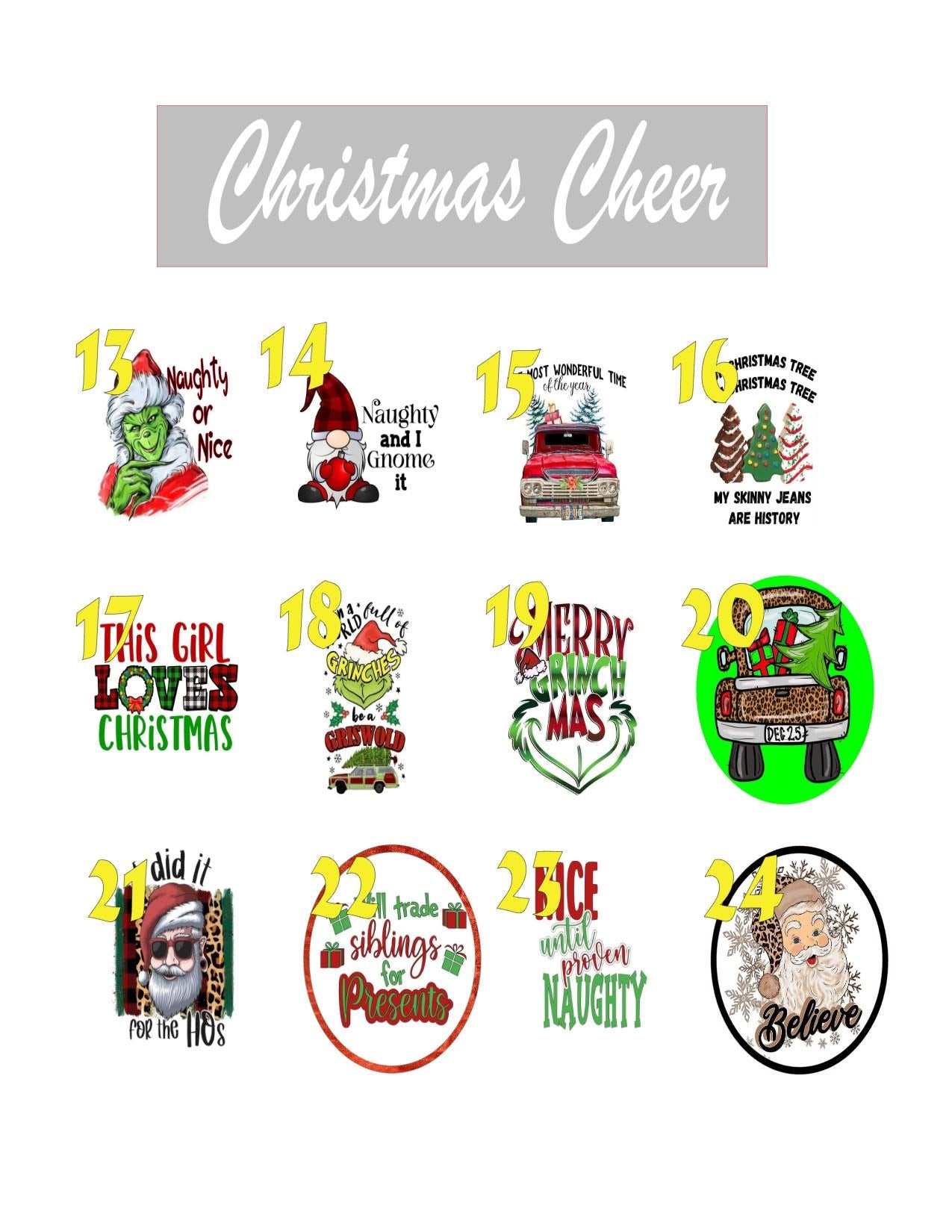 Christmas Cheer/ Christmas Fun/ Christmas  Cardstock Rounds /Fresheners cardstock/ Cardstock / Embellishments