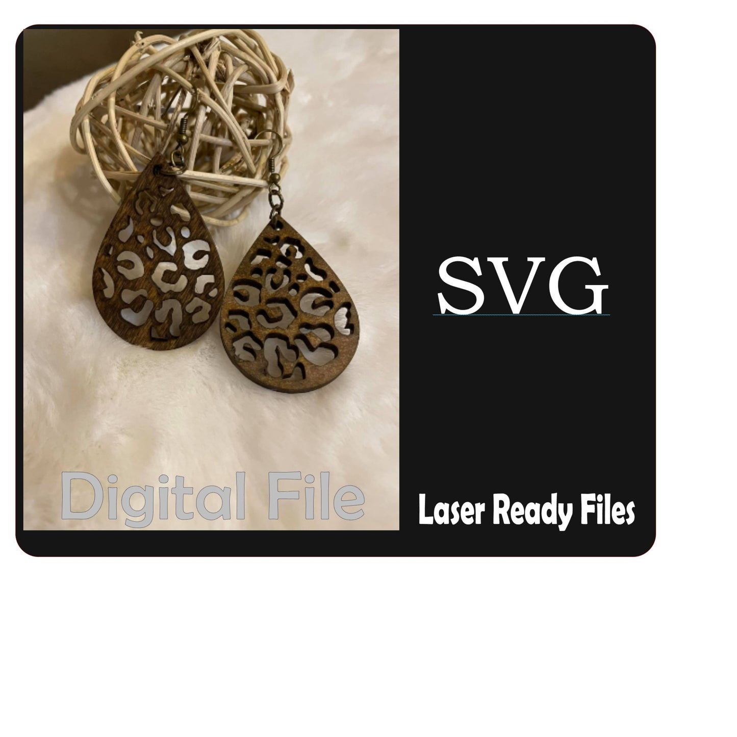 Digital File / Leopard SVG Earring / Leopard Tear Drop Earring png / Round and Teardrop / Digital / SVG