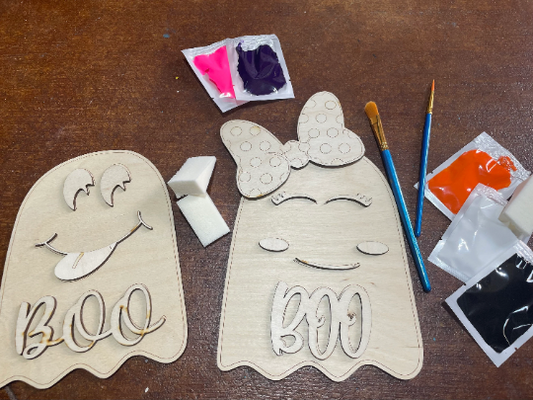 BOO ghost/ unfinished DIY paint kit / unfinished wood / door hanger