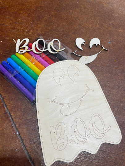 BOO ghost/ unfinished DIY paint kit / unfinished wood / door hanger