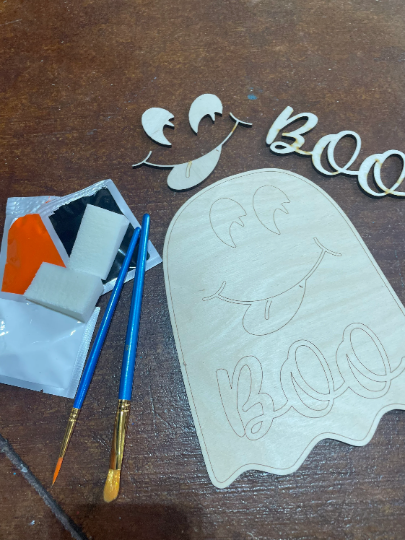 BOO ghost/ unfinished DIY paint kit / unfinished wood / door hanger