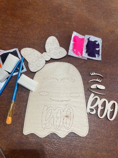 BOO ghost/ unfinished DIY paint kit / unfinished wood / door hanger